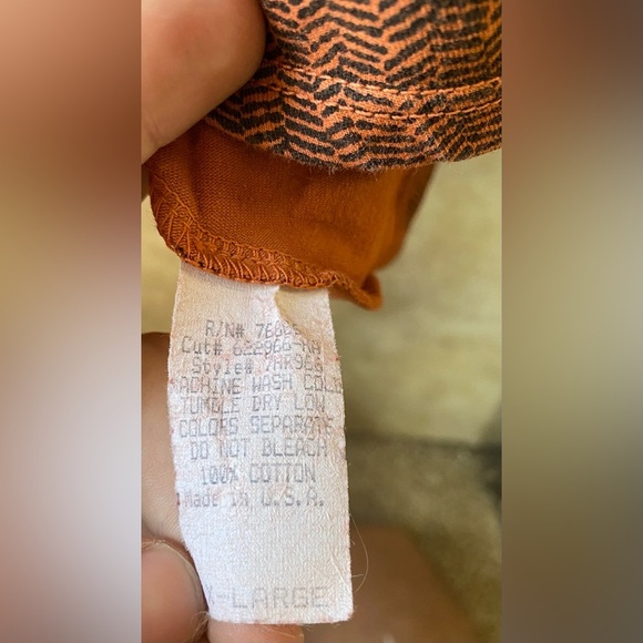 Prairie Cotton Orange and Black Dress Stretch Made in USA WXL Pockets Like New - Picture 4 of 6